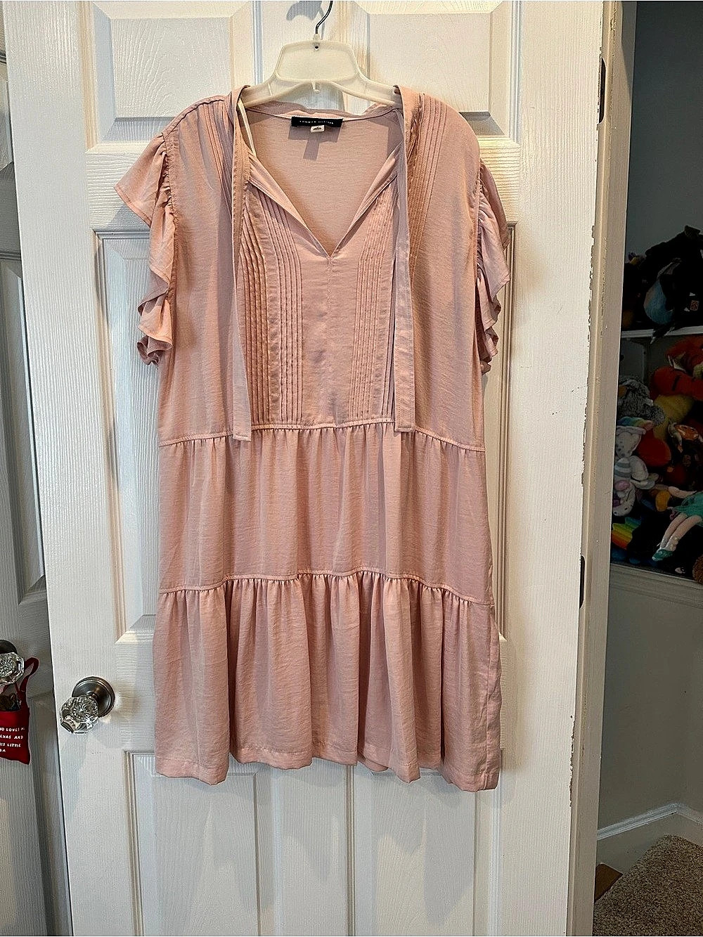 Tommy Hilfiger Ruffle Sleeve Mini Dress in Pink Size 14 New without tags